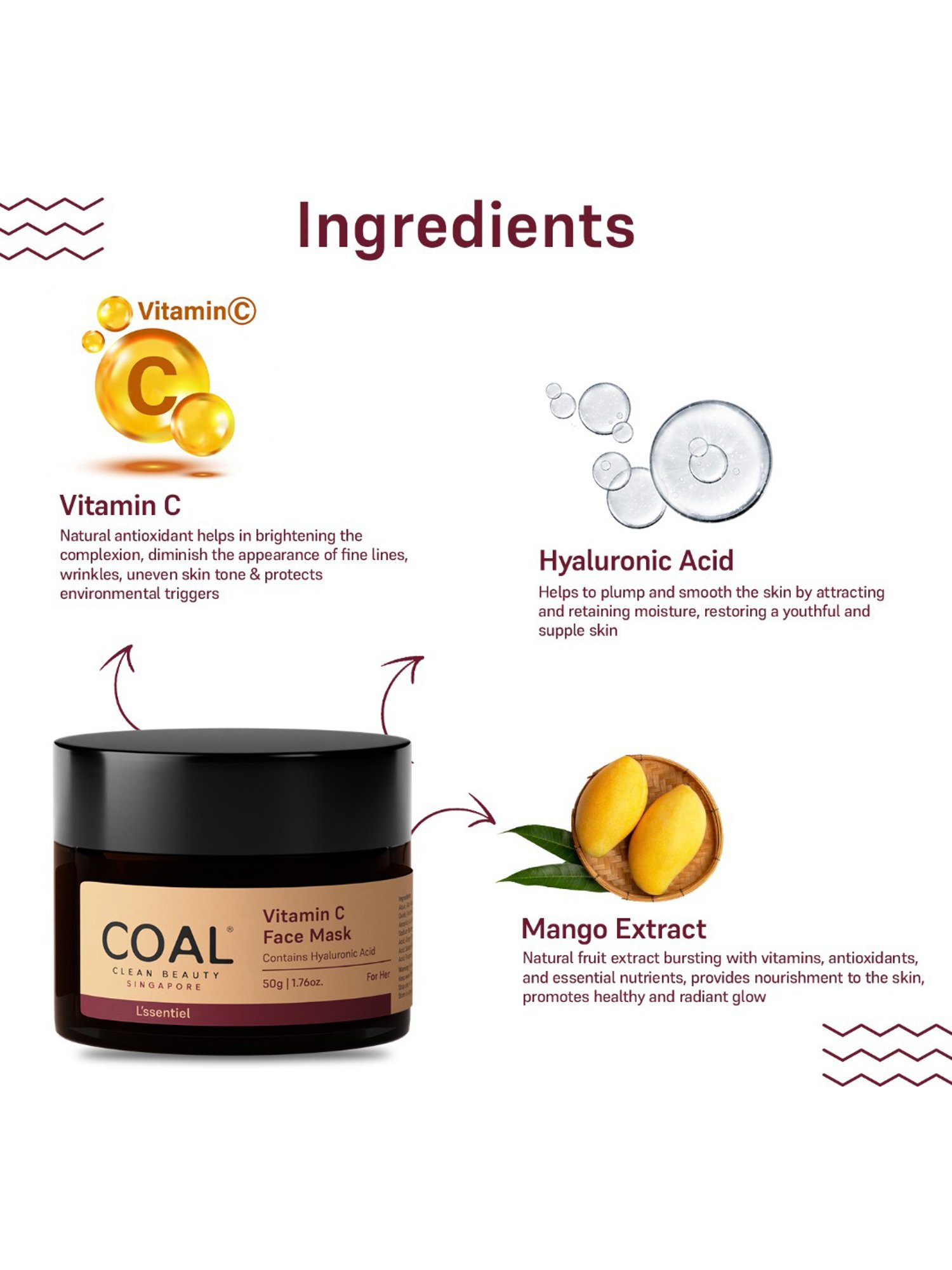 COAL Clean Beauty Vitamin C Face Mask - 50 gm