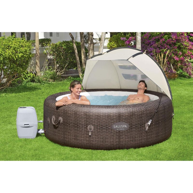 Bestway 60304 Small Windproof UV Protection Sun Shade Canopy Attachment with Mesh Windows Accessory for Round Inflatable Hot Tub Spas (Canopy Only)