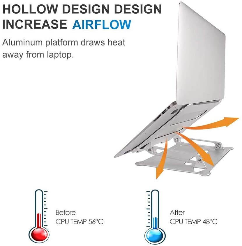Laptop Stand, Adjustable Laptop Stand Riser with Slide-Proof Silicone and Protective Hooks,Ergonomic Adjustable Notebook Stand, Compatible for MacBook Air Pro, Dell, HP, Lenovo Laptop and More
