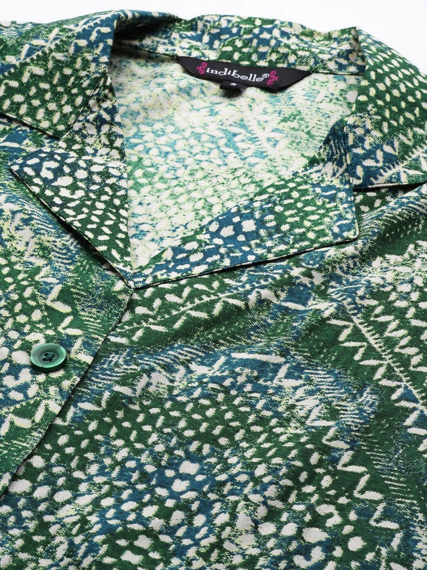 Indibelle Green Printed Long Shrug