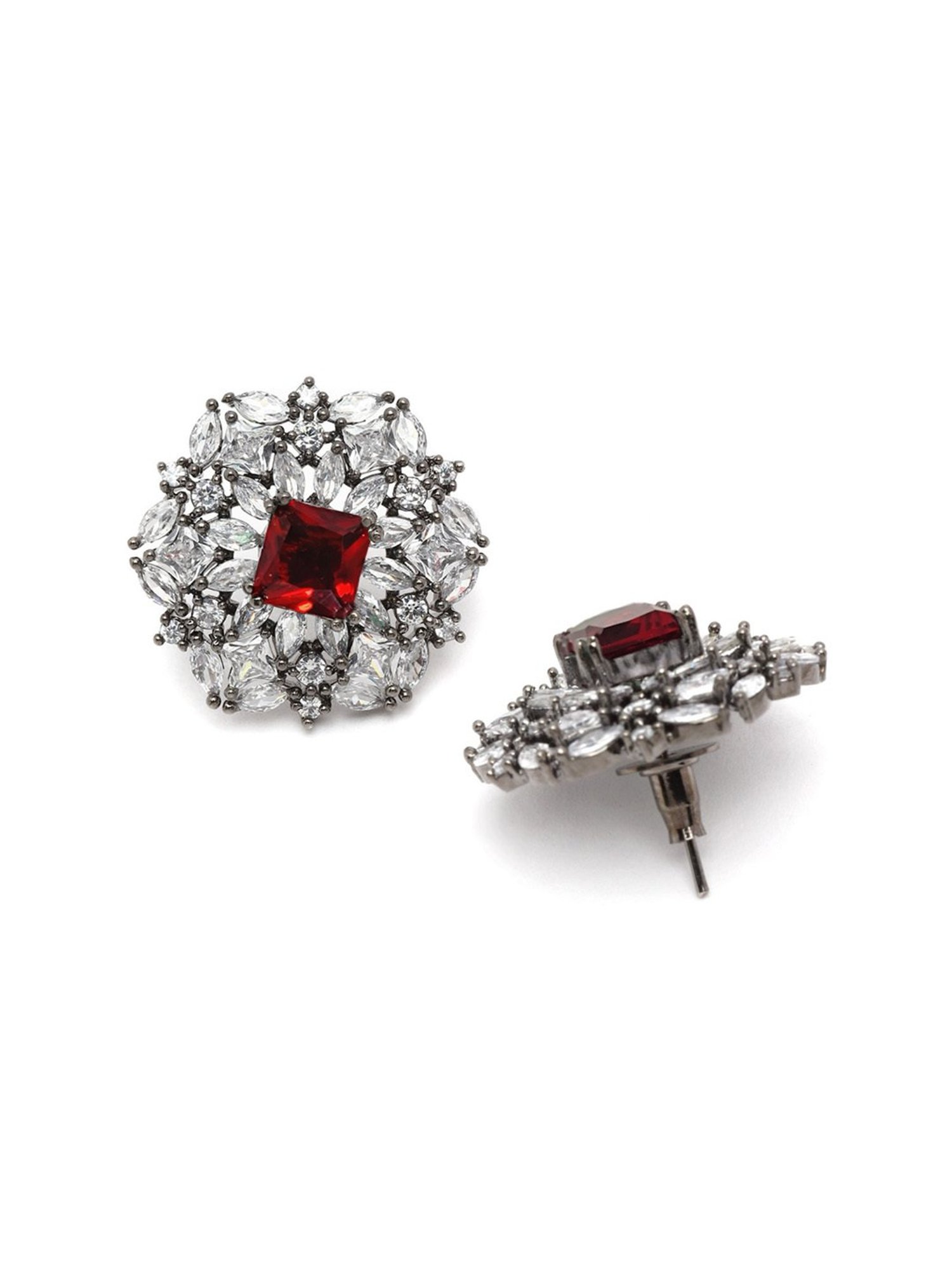 Karatcart Red Stud Earrings for Women