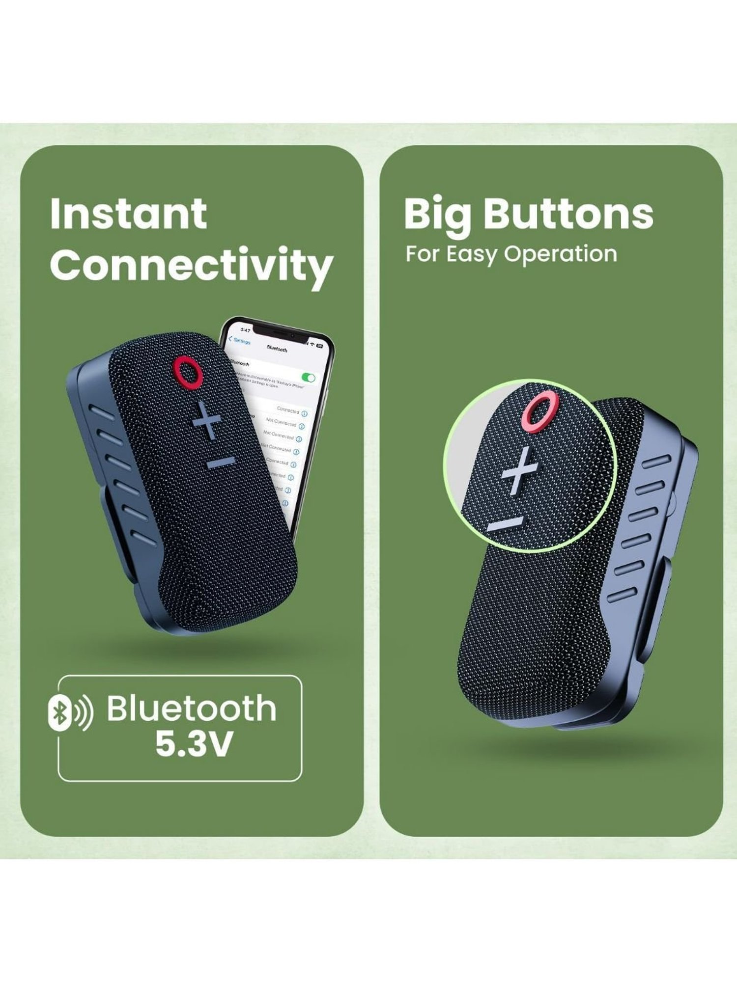 Portronics Talk Three Wearable Bluetooth Speaker with Mic, 10Hours Playtime (Black)