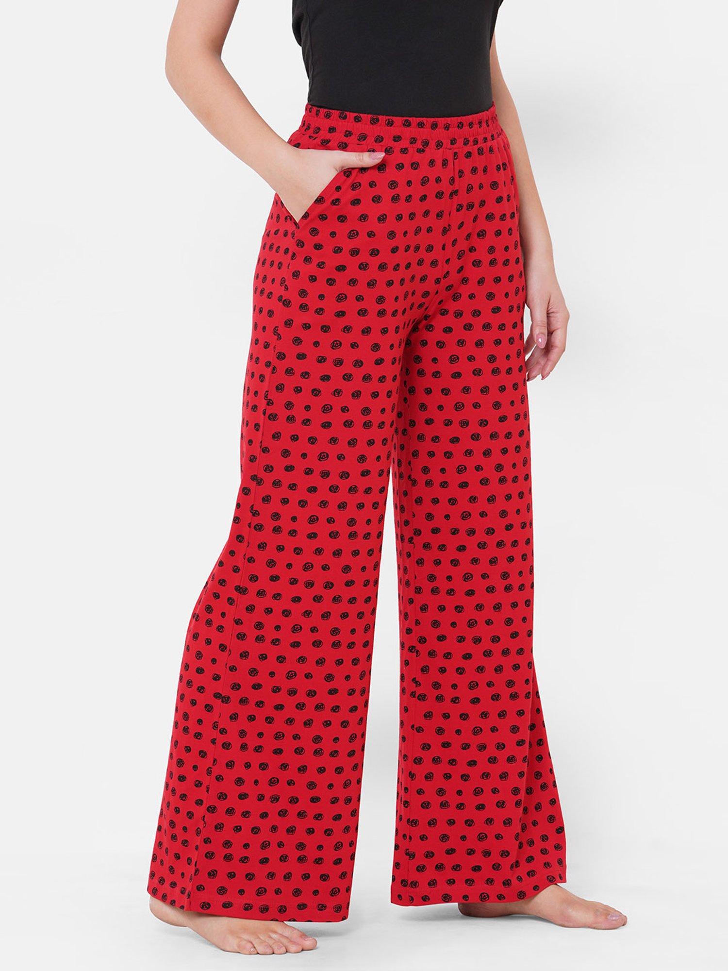 Mystere Paris Maroon & Black Polka Dot Pyjamas