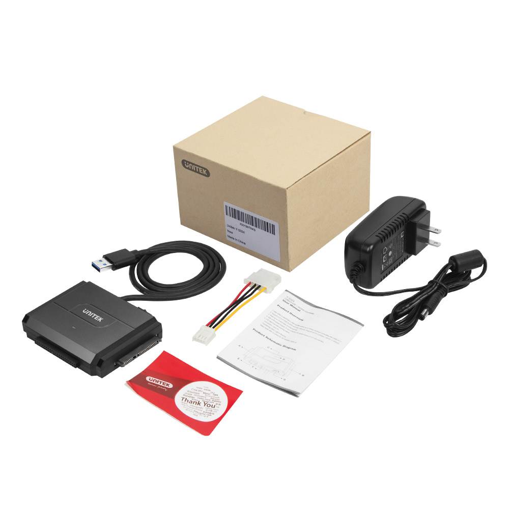 SATA/IDE to USB 3.0 Adapter, UNITEK IDE Hard Drive Adapter for Universal 2.5"/3.5" Inch IDE and SATA External HDD/SSD with 12V 2A Power Adapter, Support 10TB