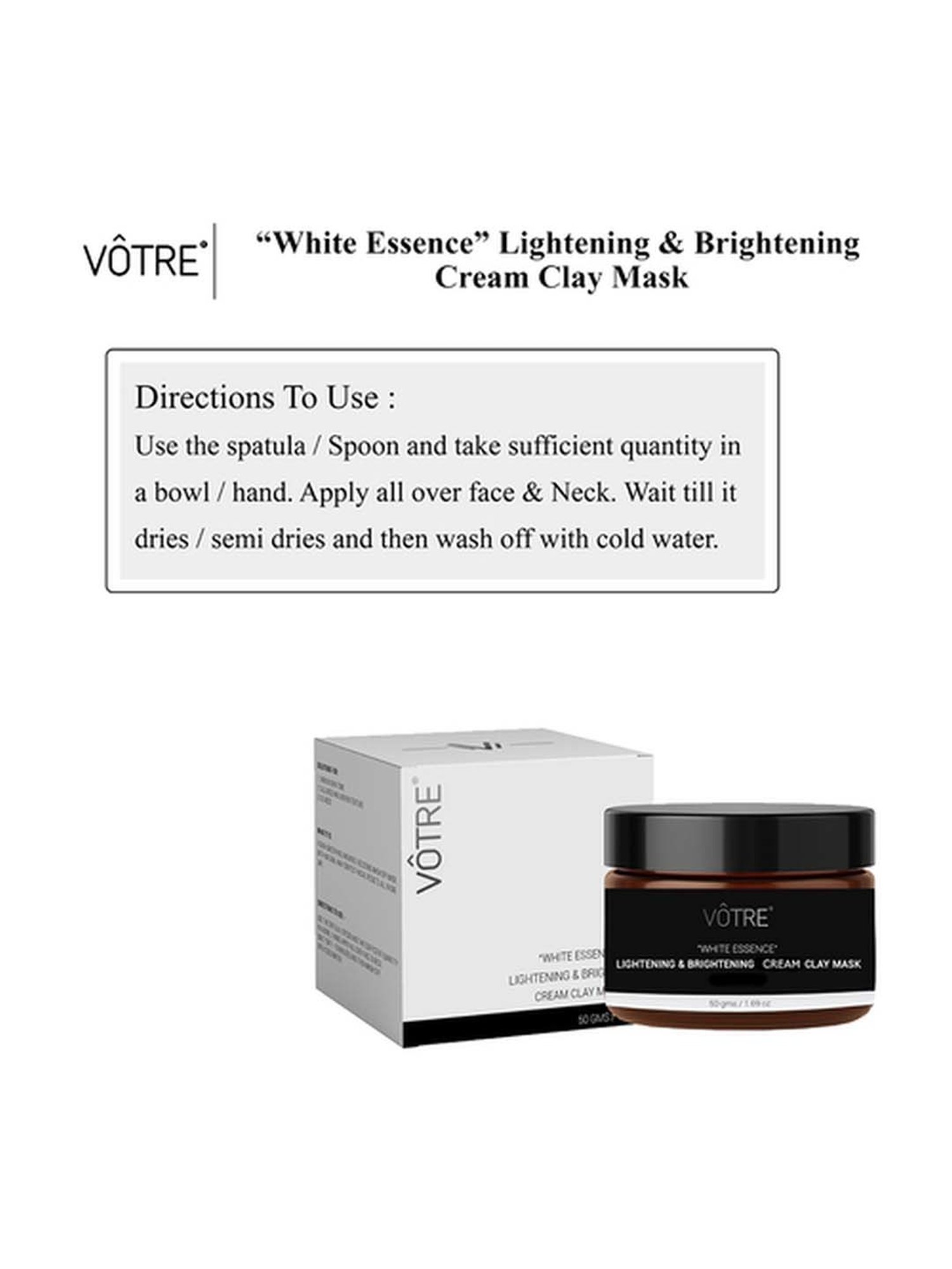 Votre Lightening & Brightening Whipped Clay Mask, White Essence Radiance - 50 gm