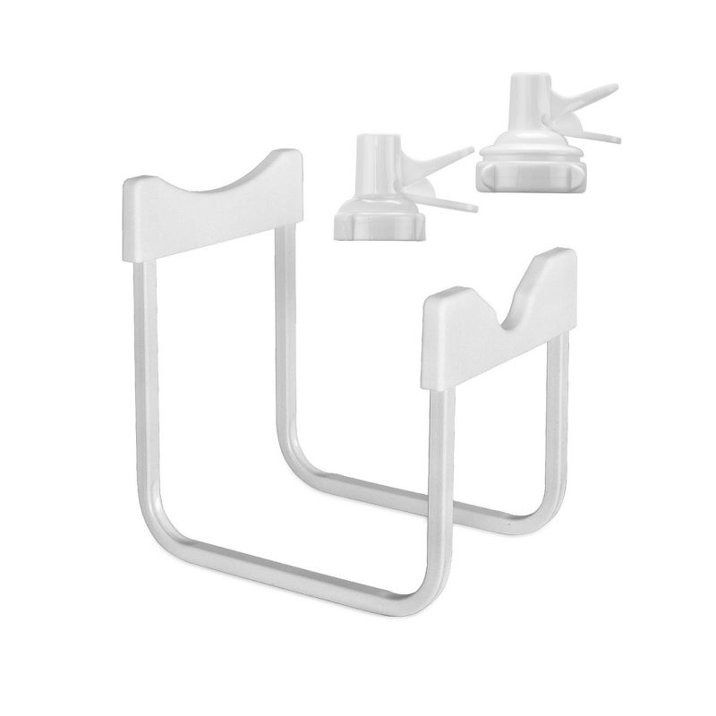 Brio Stainless Steel White 3 to 5gal Water Jug Stand with Fast Flow Spout Plus 2 Caps Included