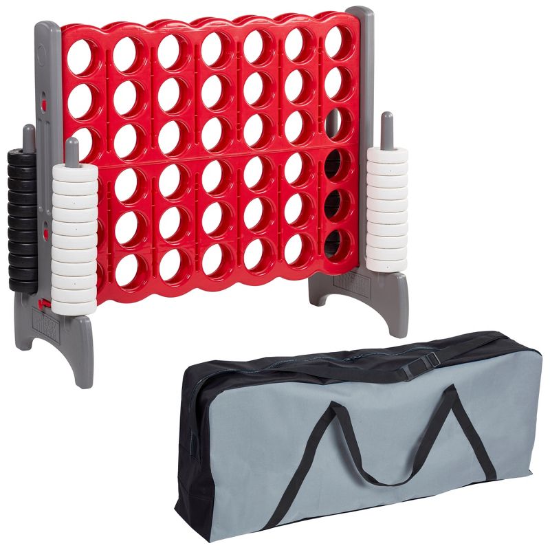 ECR4Kids Jumbo 4-to-Score Giant Game with Carry Bag, Lawn Game, Connect-All-4 - Red and Grey