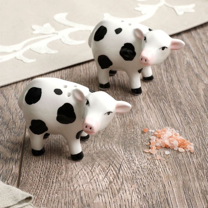 Gibson Urban Market For Your Happy Place 2 Piece Salt and Pepper Shaker Cow Set