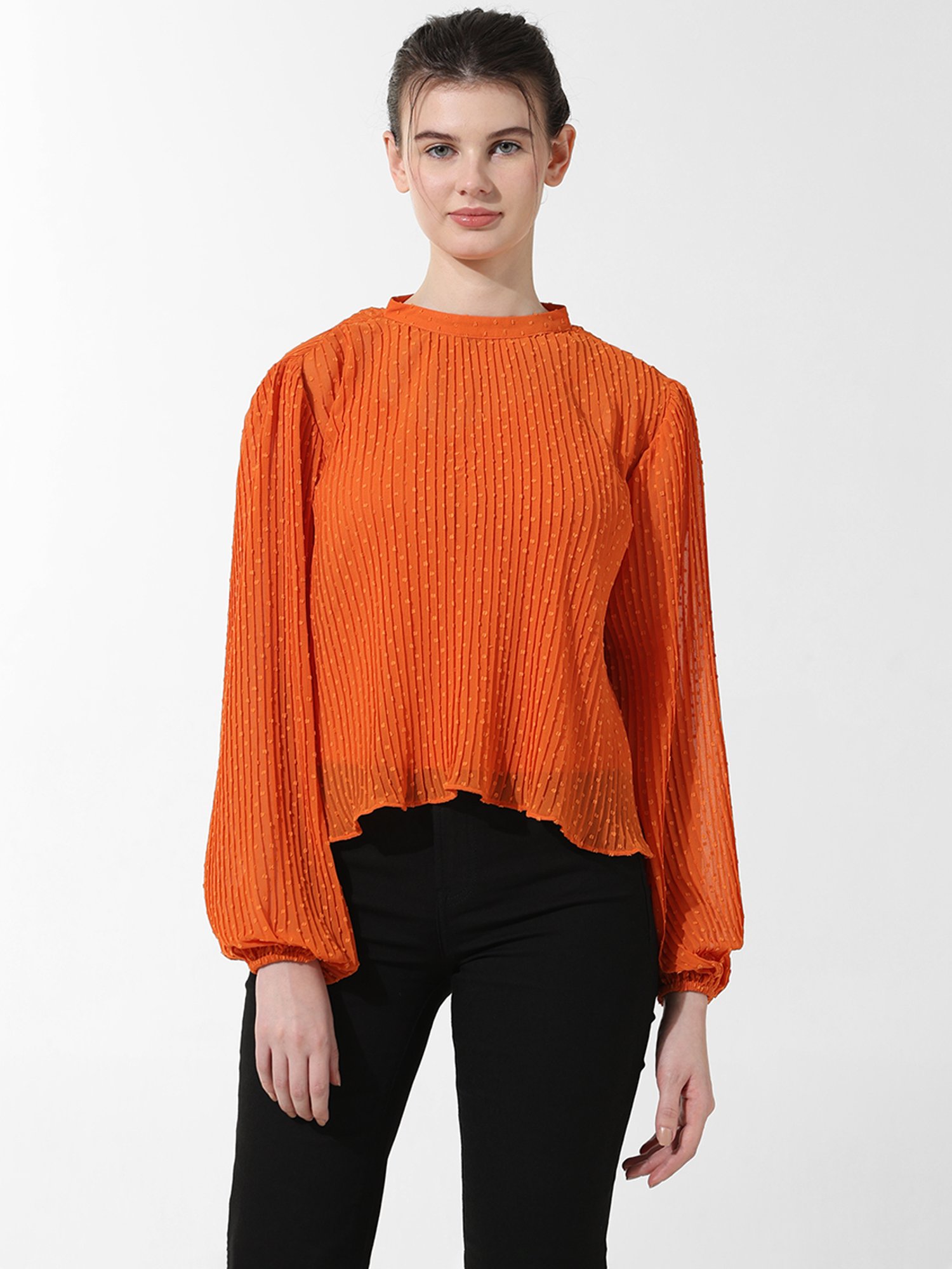 Only Orange Self Design Top