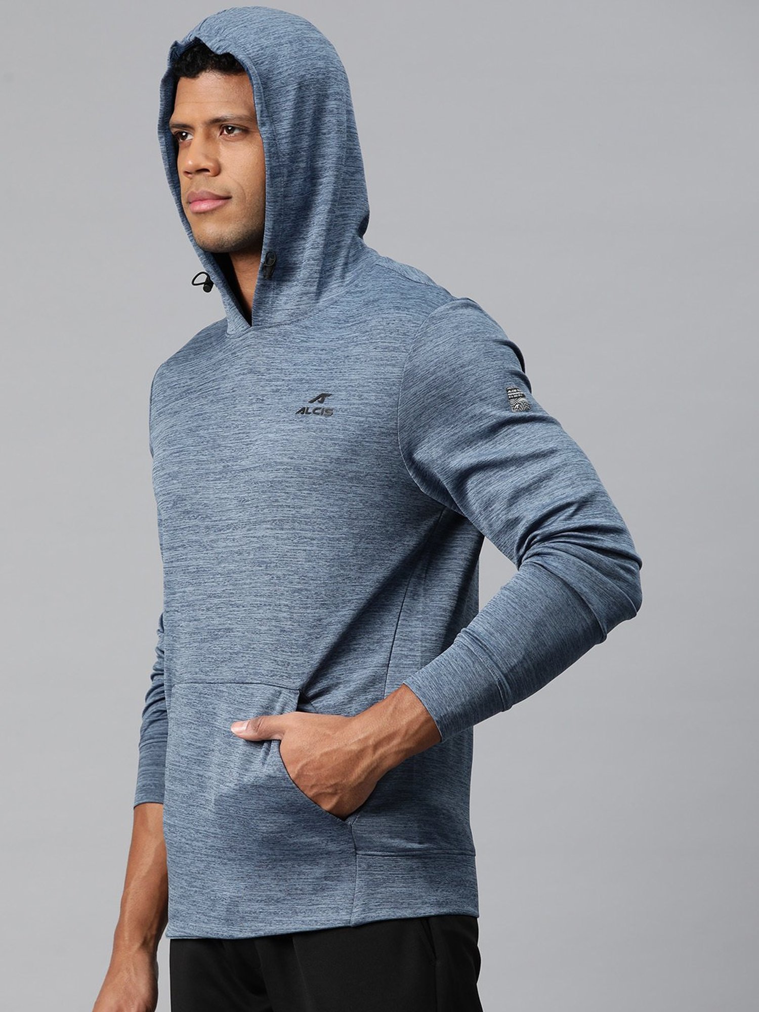 ALCIS EliteMotion Blue Slim Fit Hooded Sweatshirt