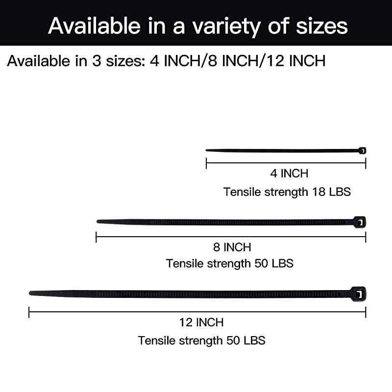 Zip Ties Nylon Self Locking Wire Tie 4 inch 200 Pieces White