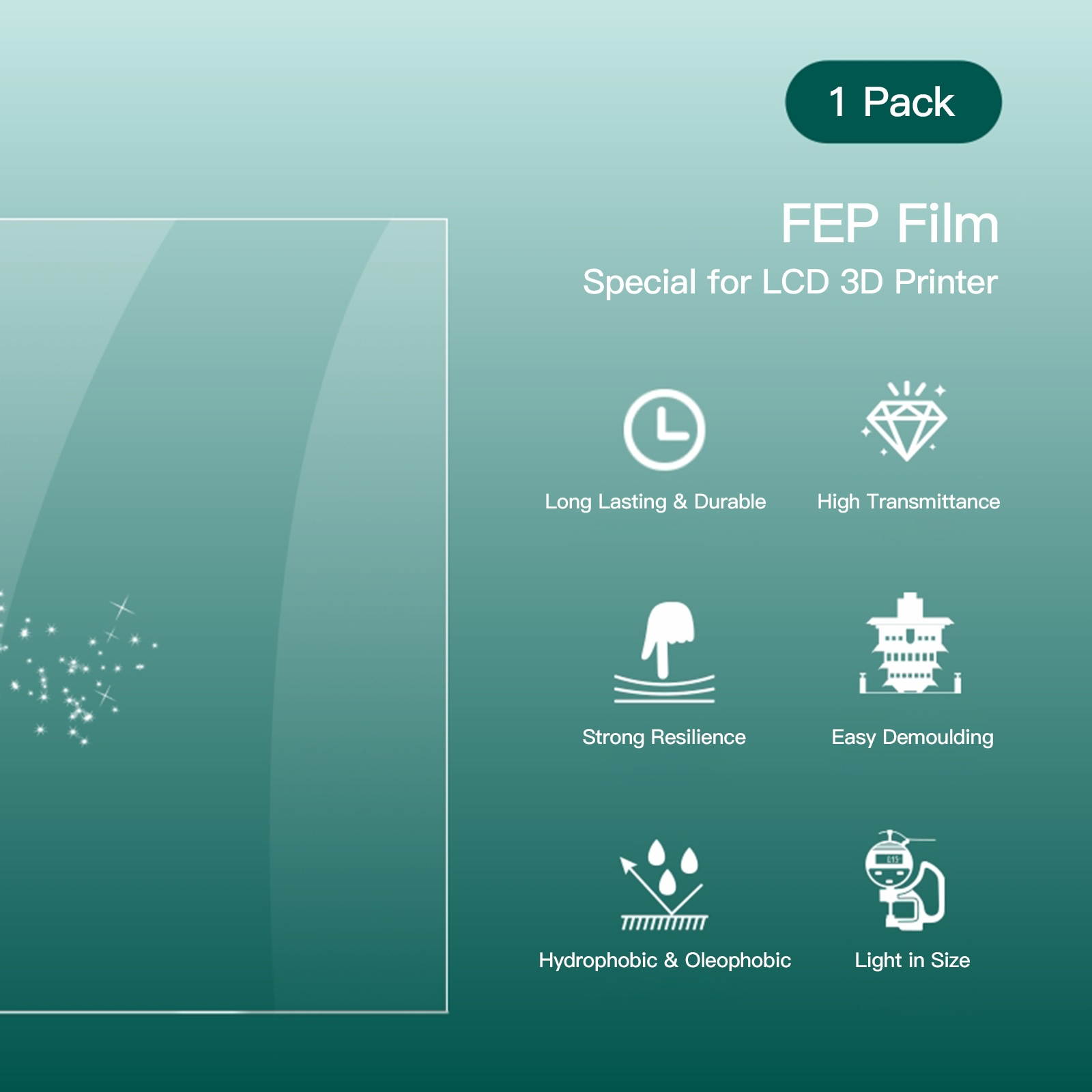 Aibecy 1pc Light-Curing FEP Release Film High Transmittance 200*140mm Compatible with 5.5 Inch LCD 3D Printer