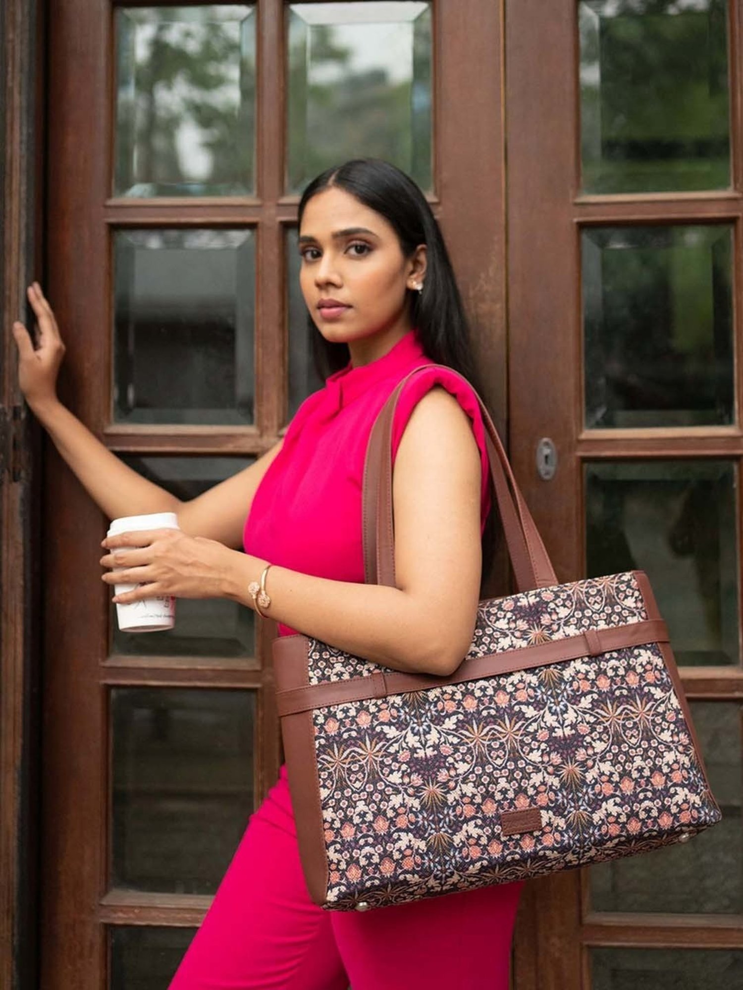 ZOUK Multicolor Printed Large Laptop Tote Handbag