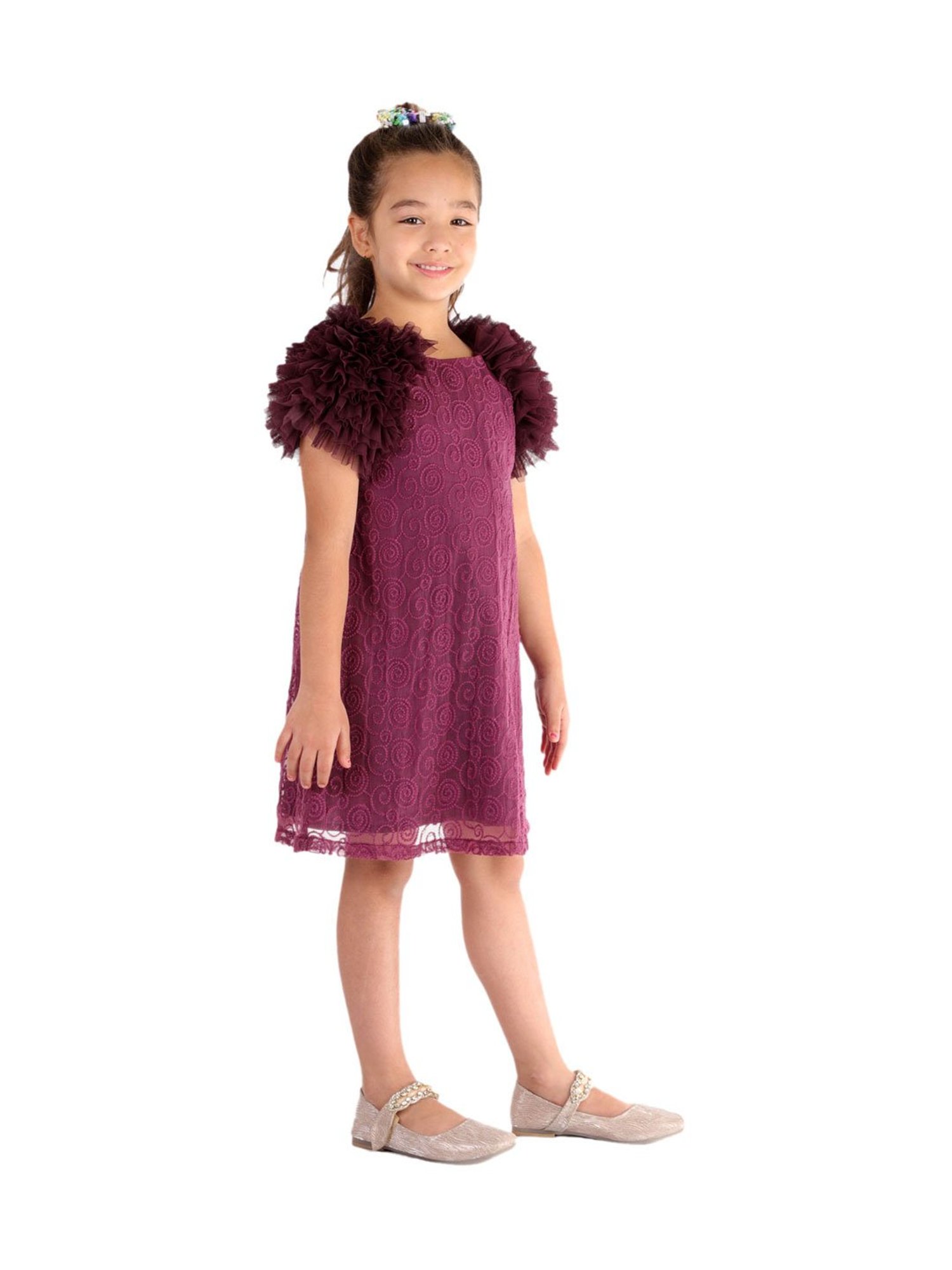 KidsDew Kids Purple Embroidered Dress