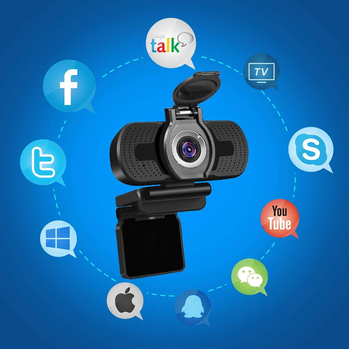 New Webcam, 1080P Full HD Webcam with Webcam Cover,Computer Laptop Camera for Conference and Video Call, Pro Stream Webcam with Plug and Play Video Calling,Built-in Mic