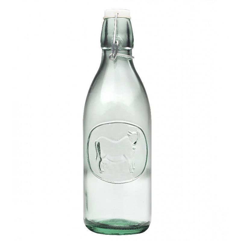 Amici Home Italian Recycled Green Milk Bottle, 34oz