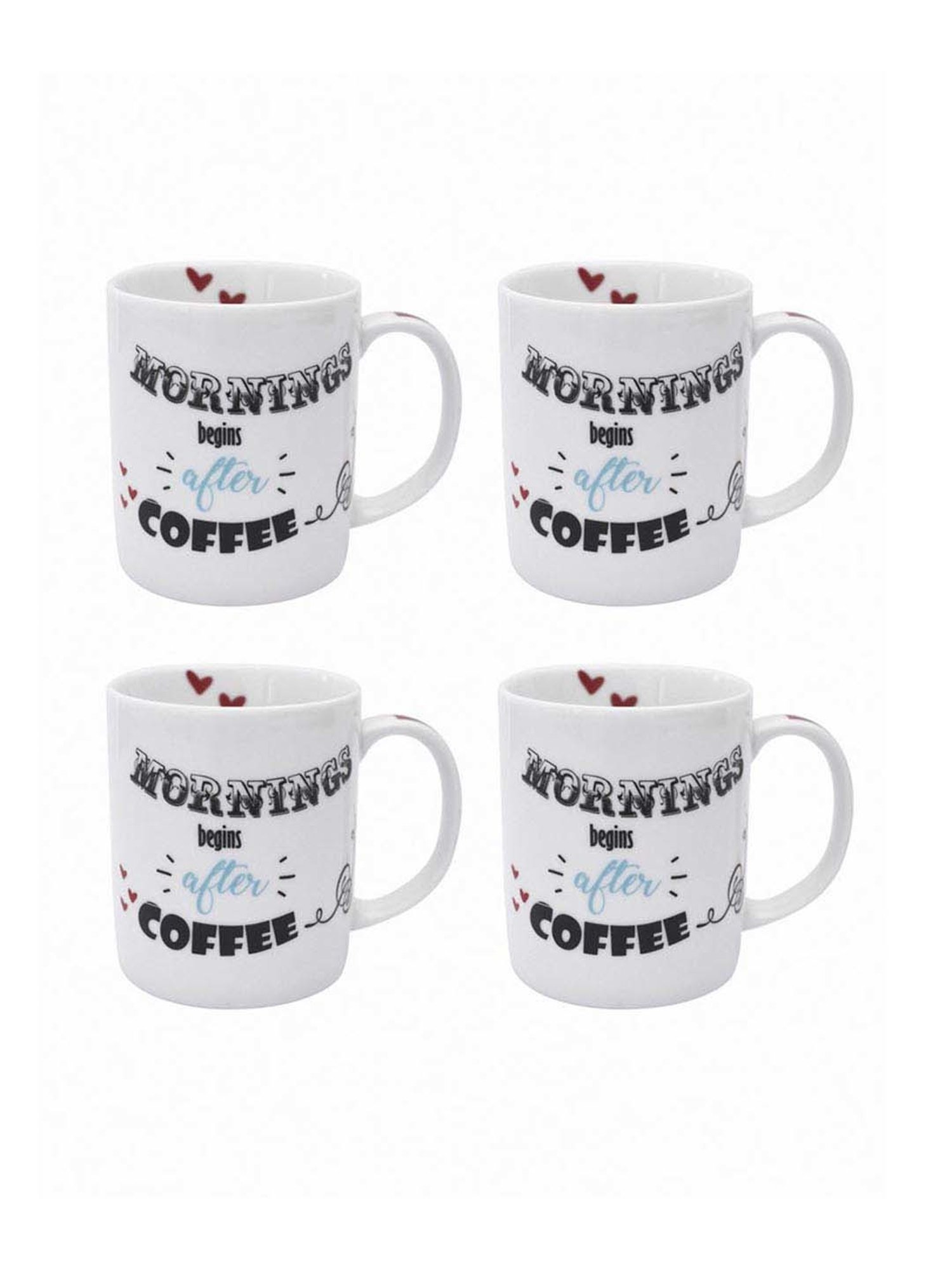 Goodhomes White Porcelain Coffee Mugs (350 ml) - Set of 4