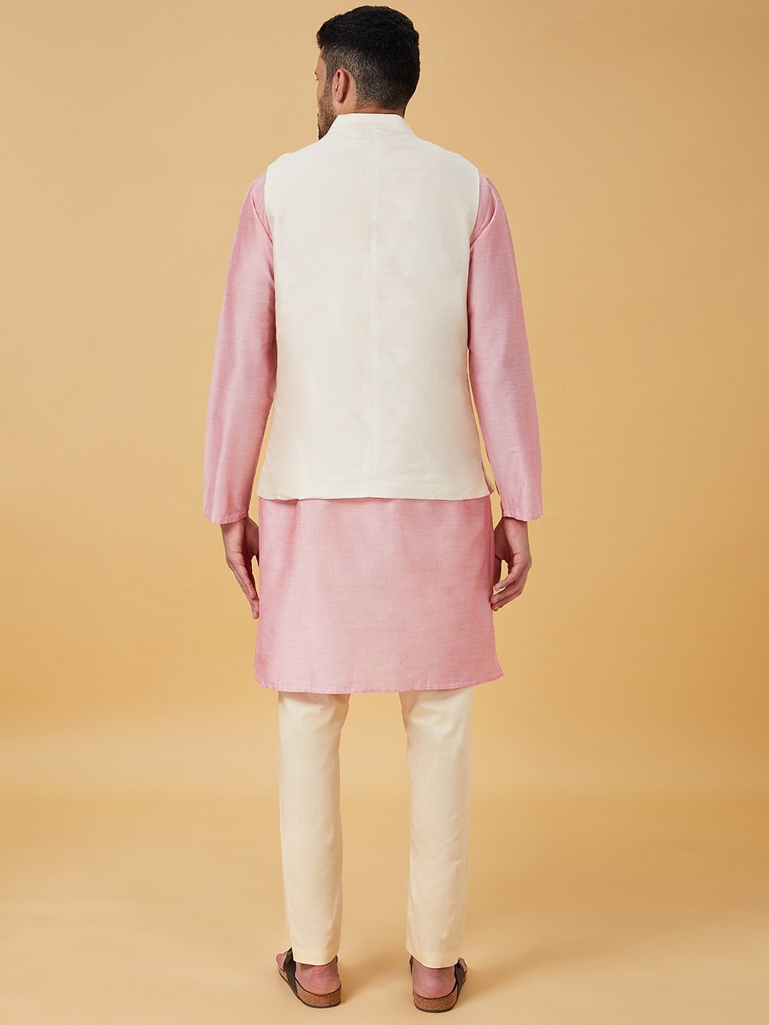 Indus Route By Pantaloons Beige Regular Fit Embroidered Nehru Jacket