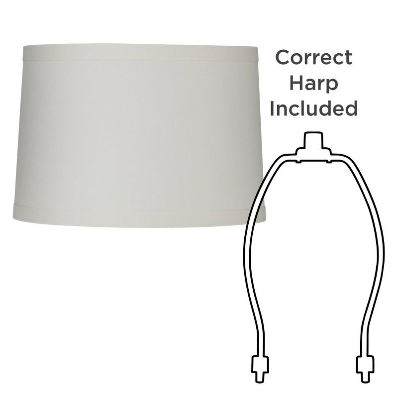 Springcrest White Linen Medium Drum Lamp Shade 15" Top x 16" Bottom x 11" High (Spider) Replacement with Harp and Finial
