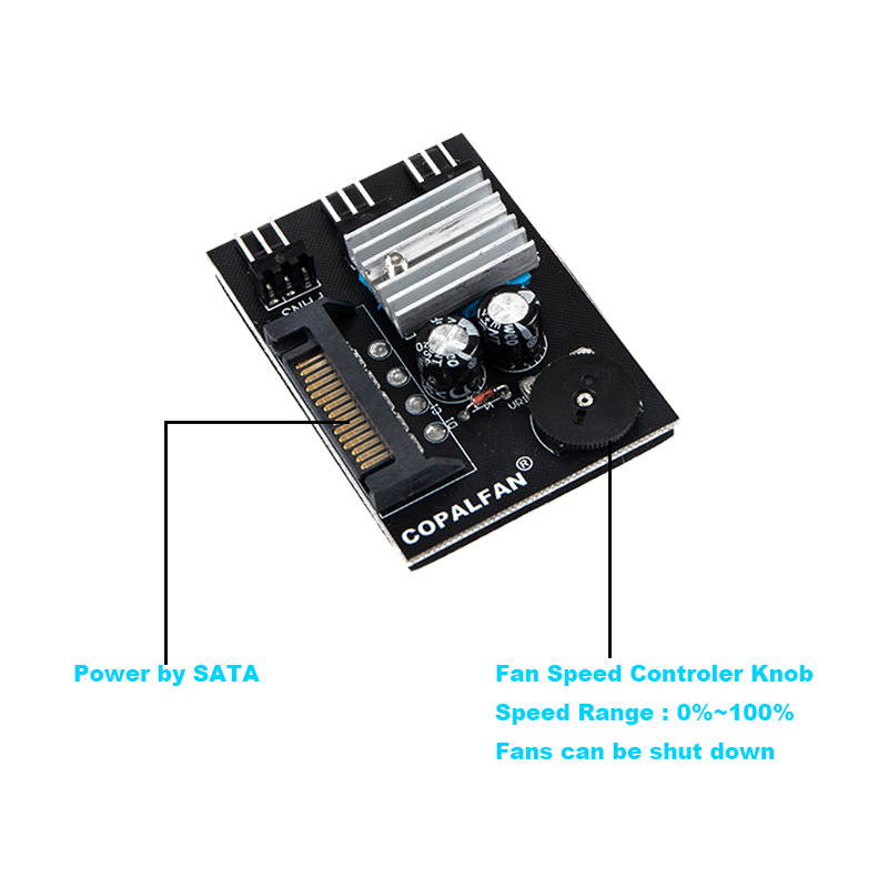 EnLabs TX3CO3S 3 Channel 3 pin 4 pin Computer CPU Cooler Case Fan Speed Controller w/ Rubber Backed Tap for PC Case Internal & Mining Cooling Installation - SATA to 3 x 3pin fan Hub w/ Speed Control