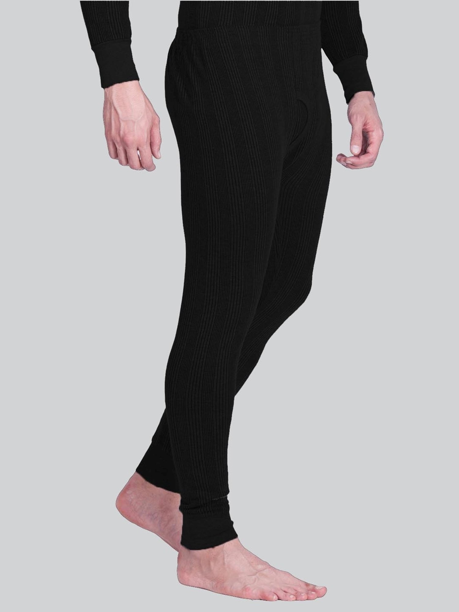 LUX Inferno Black Skinny Fit Striped Thermal Bottoms