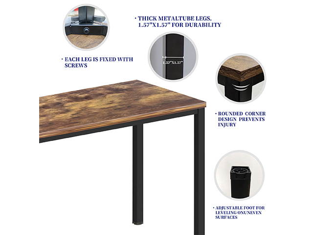 47inch Computer Desk Game Desk MDF And Metal Multi-function Table For Dining and Living Room,Modern Minimalistic Style, Solid Sturdy Table,Brown,GT93