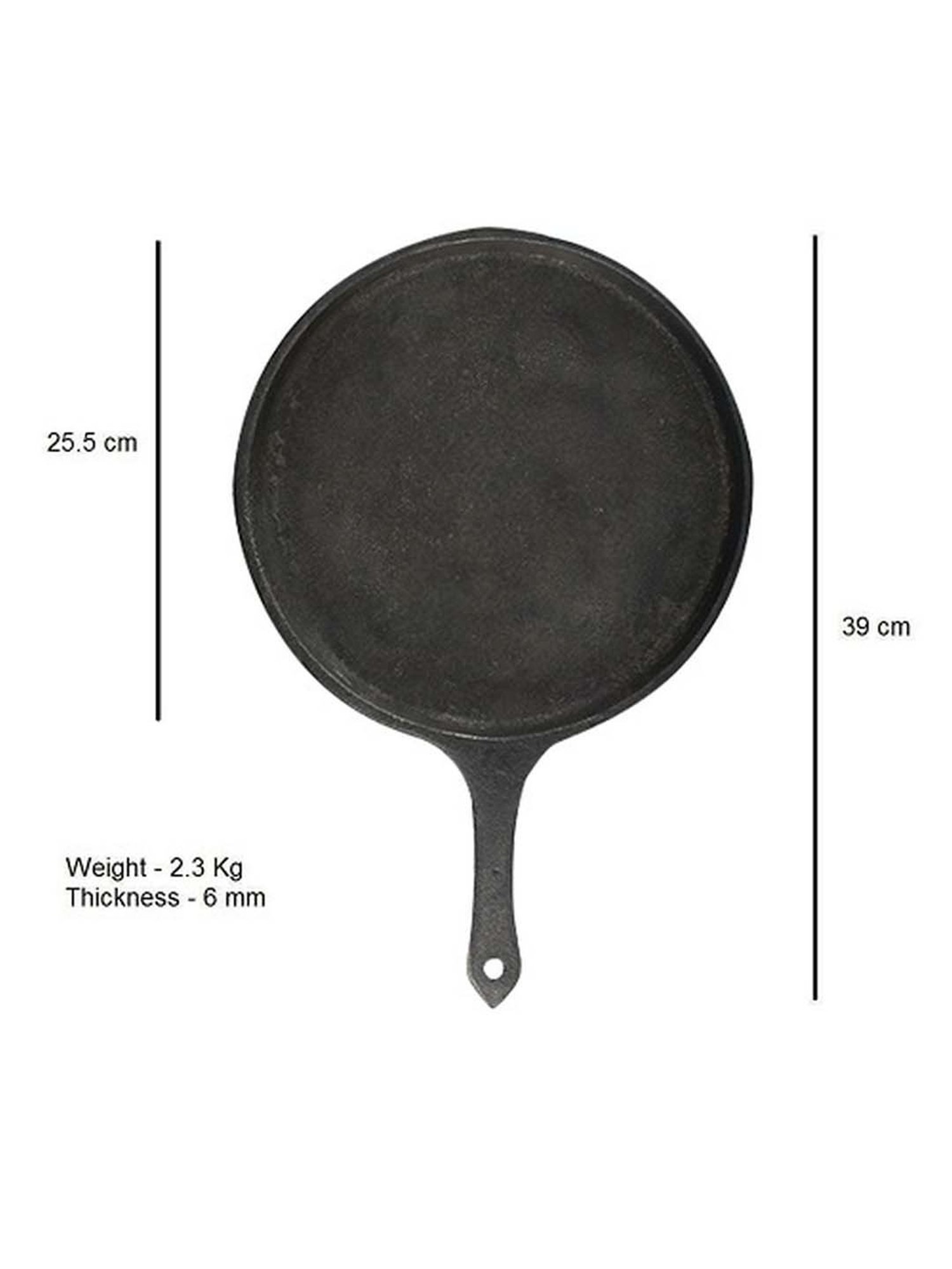 The Indus Valley Pre Seasoned Black Cast Iron Tawa with Neem Wood Compact Flipper - Set of 1