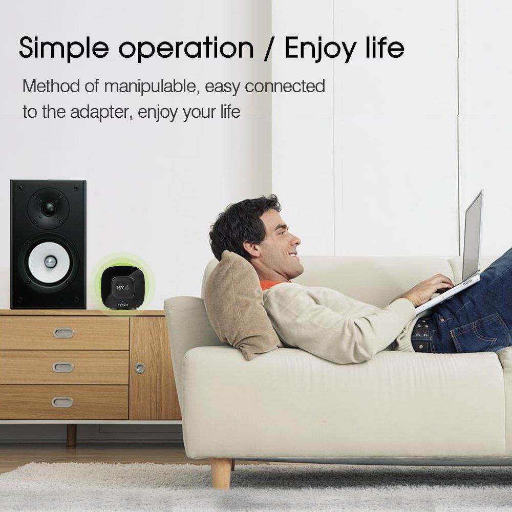Esinkin Bluetooth Receiver Wireless Audio Adapter 4.0(NFC-Enabled) for HD Music Stereo Sound System