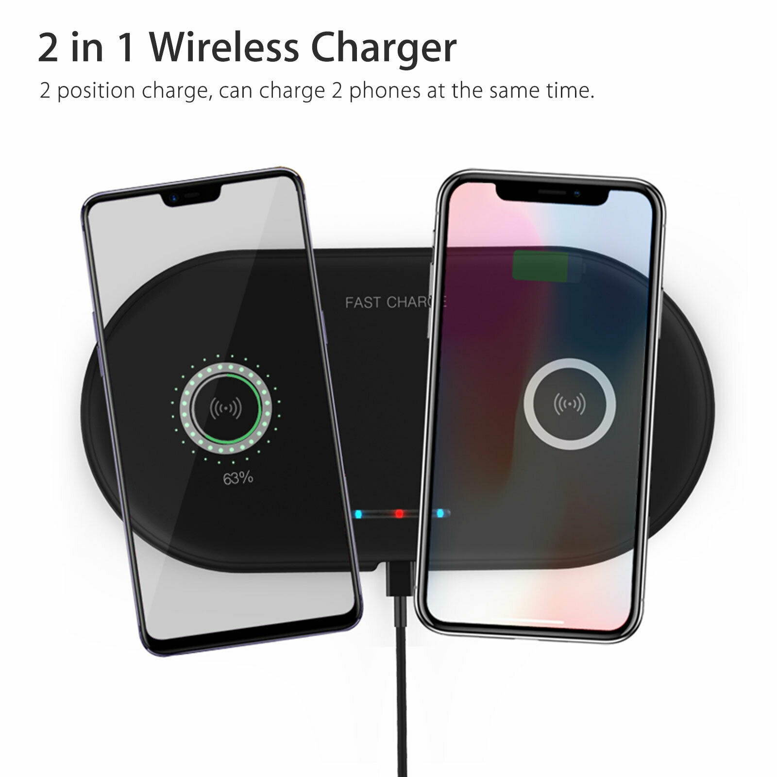 Dual Positions Fast Wireless Charger Charging Pad Mat for iPhone X 8  S9