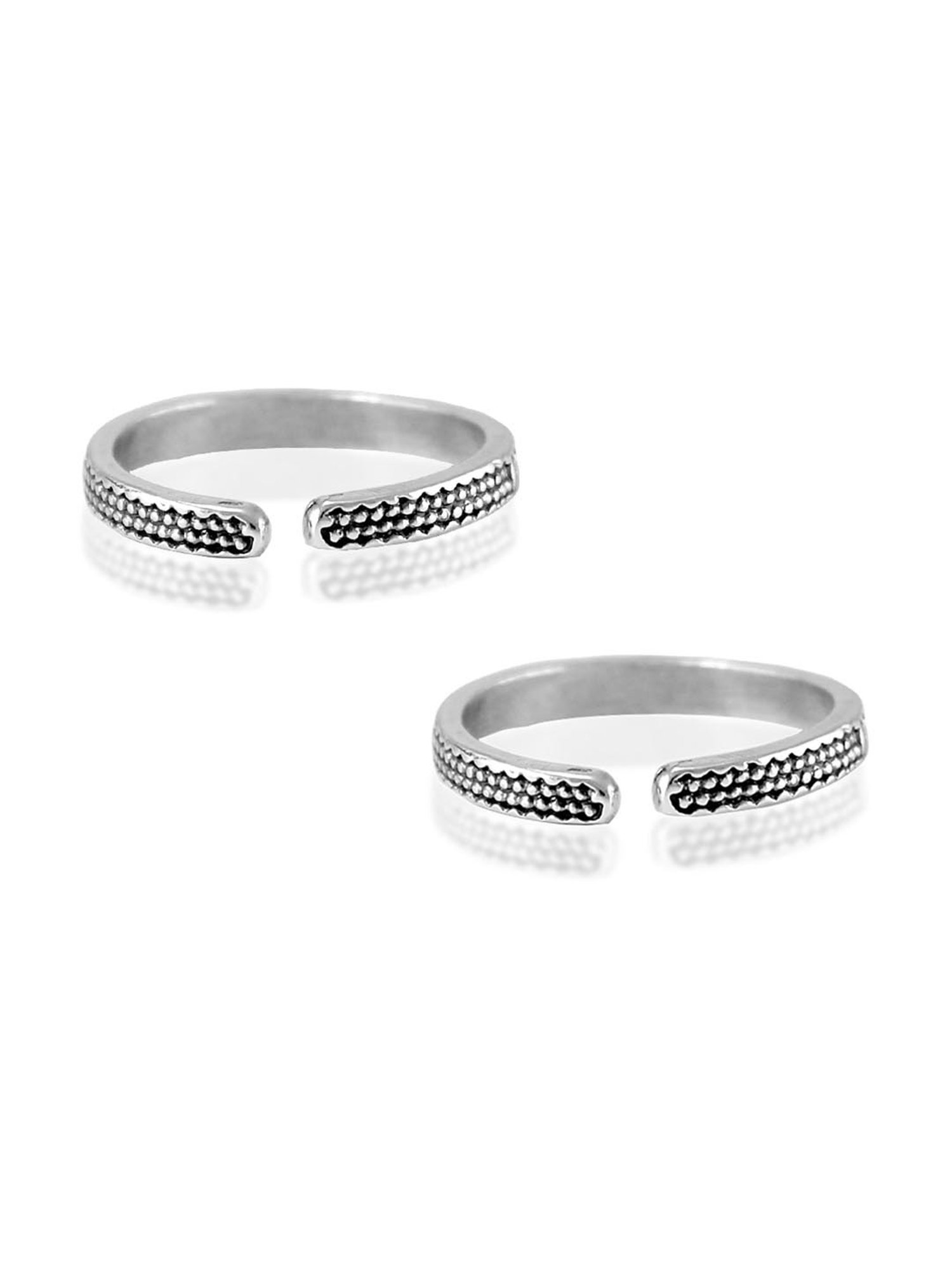Taraash 92.5 Sterling Silver Antique Toe Rings for Women - Set of 2
