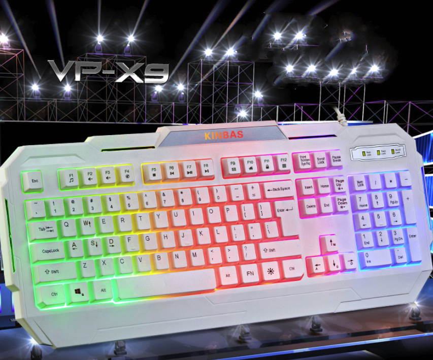 CORN VP-X9  19 Non-Conflicting Keys, Ergonomic Design, Mechanical Feeling  Cool Exterior Breathing Backlit Waterproof USB Wired Silent Typing Keyboard For Office And Game - Black