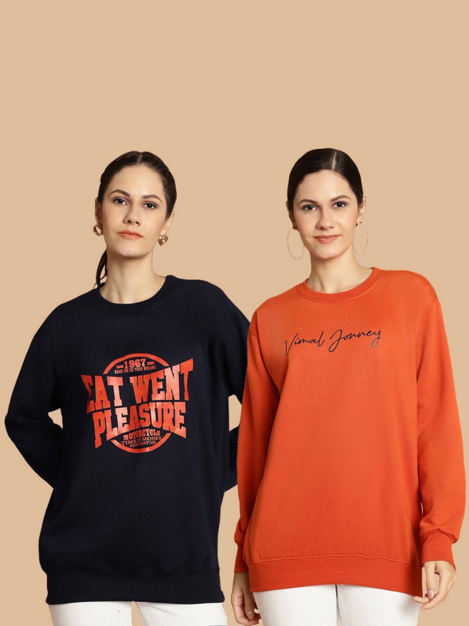 Vimal Jonney Rust & Navy Printed Sweatshirt - Pack Of 2