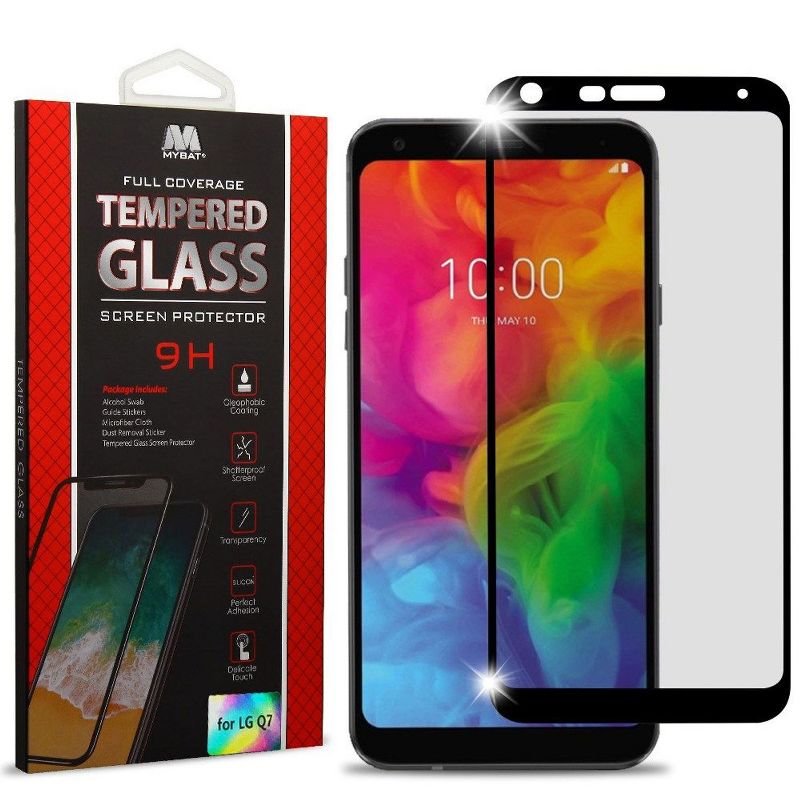 Valor Full Coverage Tempered Glass Screen Protector LCD Film Guard Shield compatible with LG Q7/Q7 Plus,black