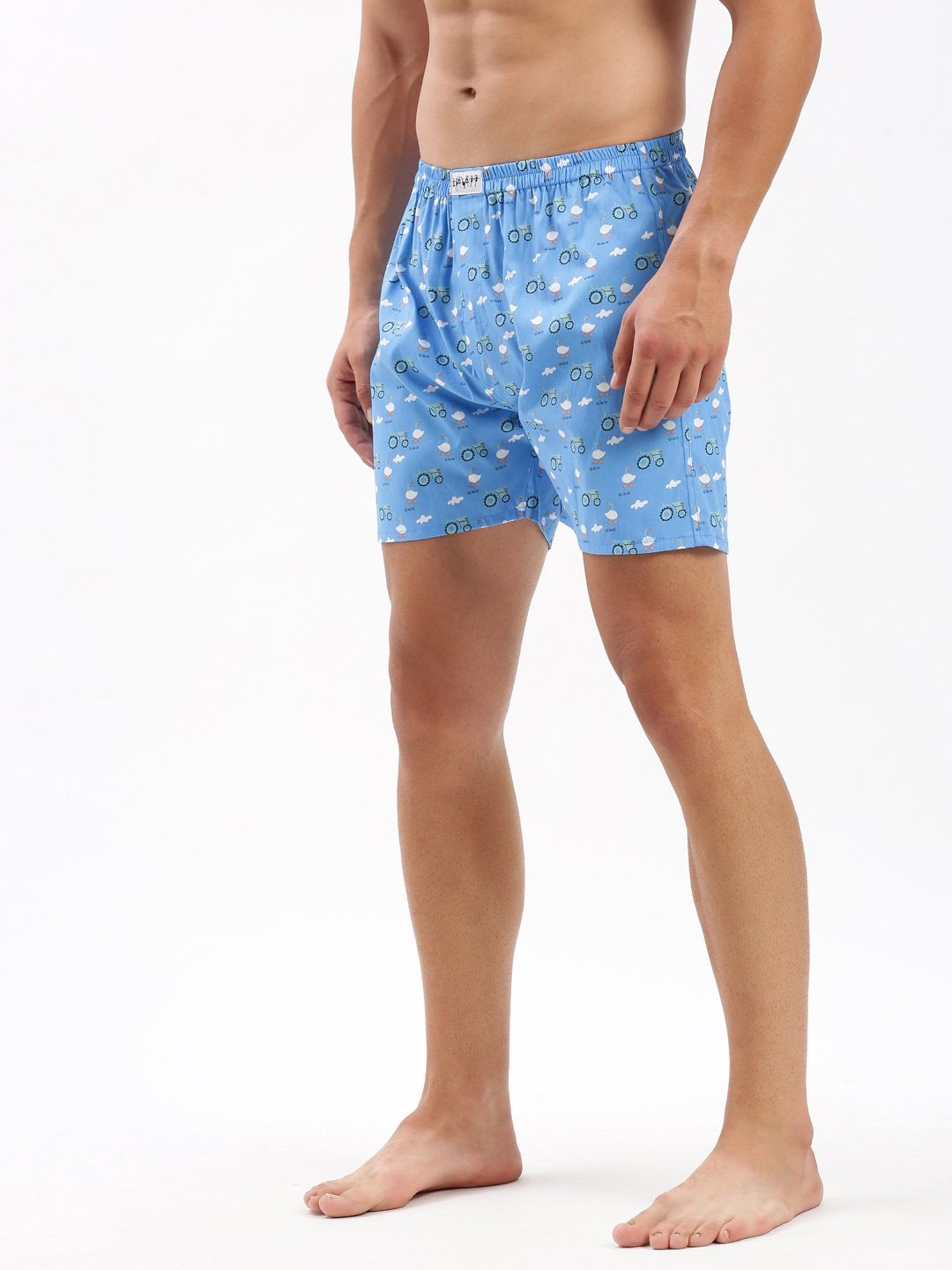 SHOWOFF Light Blue Slim Fit Printed Cotton Boxers