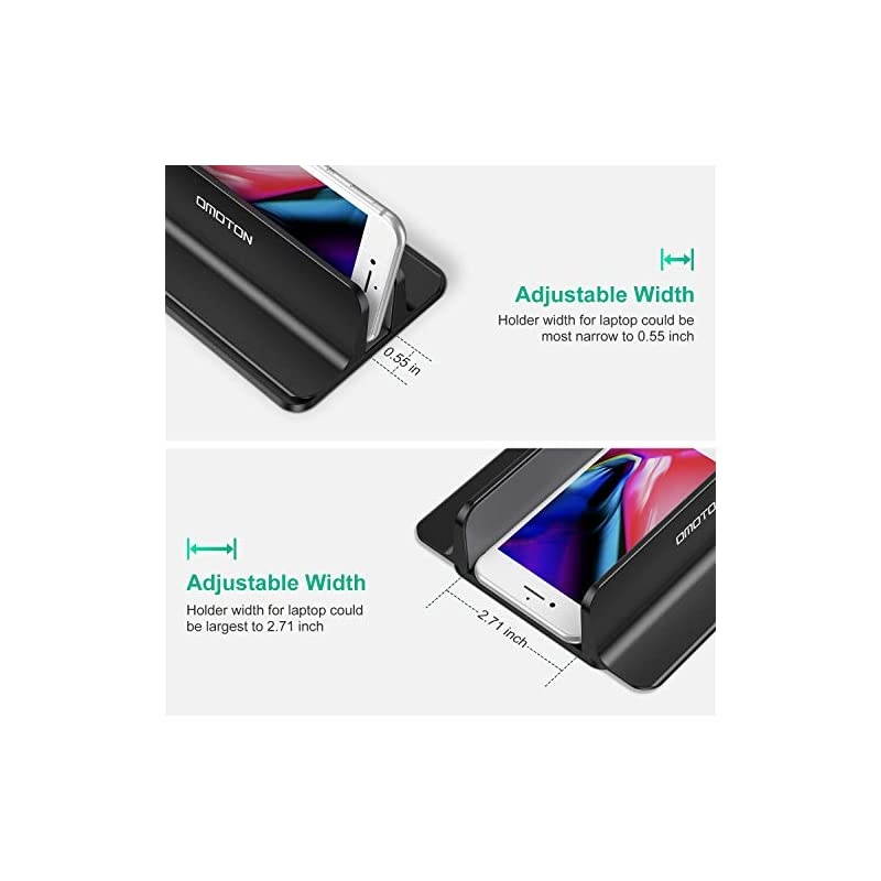 Upgraded Laptop Vertical Stand,  3-in-1 MacBook Laptop Holder Dock with Sturdy Silicone Pads for Ultra Protection, Suitable for iPhone/iPad/MacBook Pro/Surface/Samsung/Android Tablets, Black