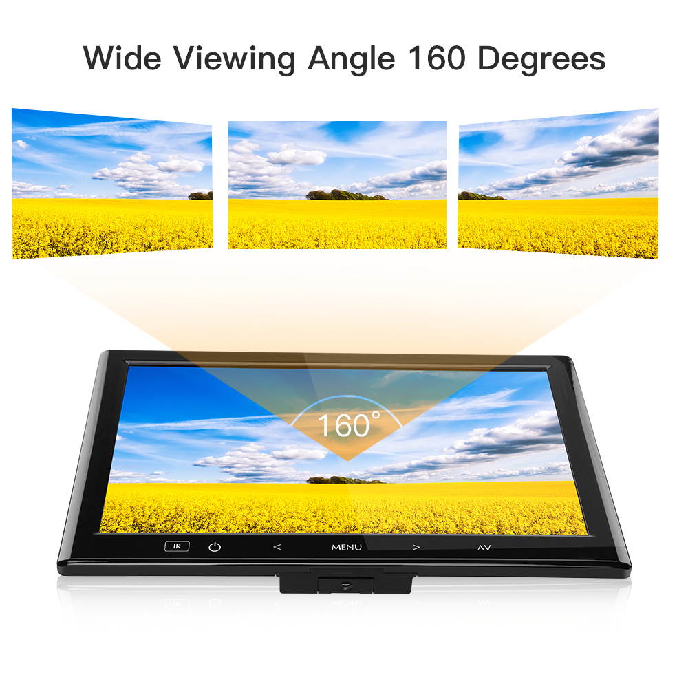 9''LCD TFT Monitor 140&deg; for Car Office Home Security HDMI VGA with Remote Control