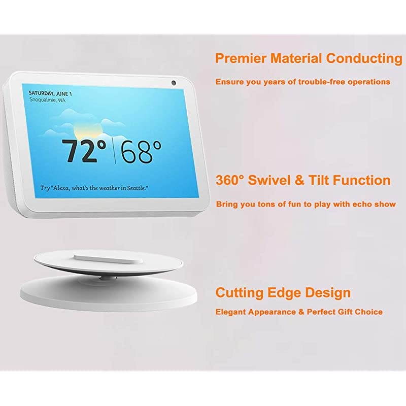 Stand for Echo Show 5 and Show 8 Adjustable Mount Accessories for  Alexa Show Magnetic Attachment Swivel Tilt Function AntiSlip Base 2019 Release White