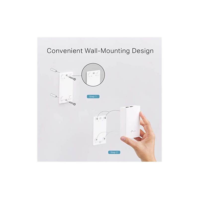 PoE Injector | PoE Adapter 48V DC Passive PoE | Gigabit Ports | Up to 100 Meters325 feet | Wall Mountable Design TLPoE4824G White