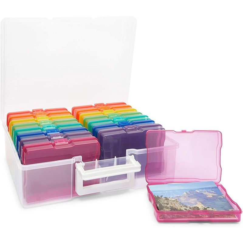 Bright Creations 4 x 6 Inch Plastic Photo Storage Box with 16 Inner Cases, 6.7 x 4.7 x 1.2 in