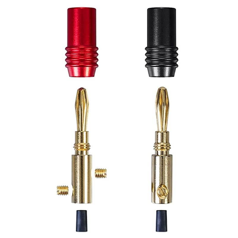 1 Pair Affinity Series 24k Gold Speaker Banana Plug,Black/Red
