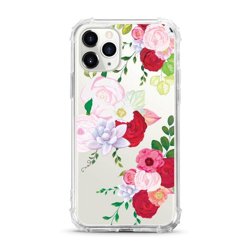 OTM Essentials Apple iPhone 11 Pro Max/XS Max Tough Clear Phone Case - Flower Garden Red