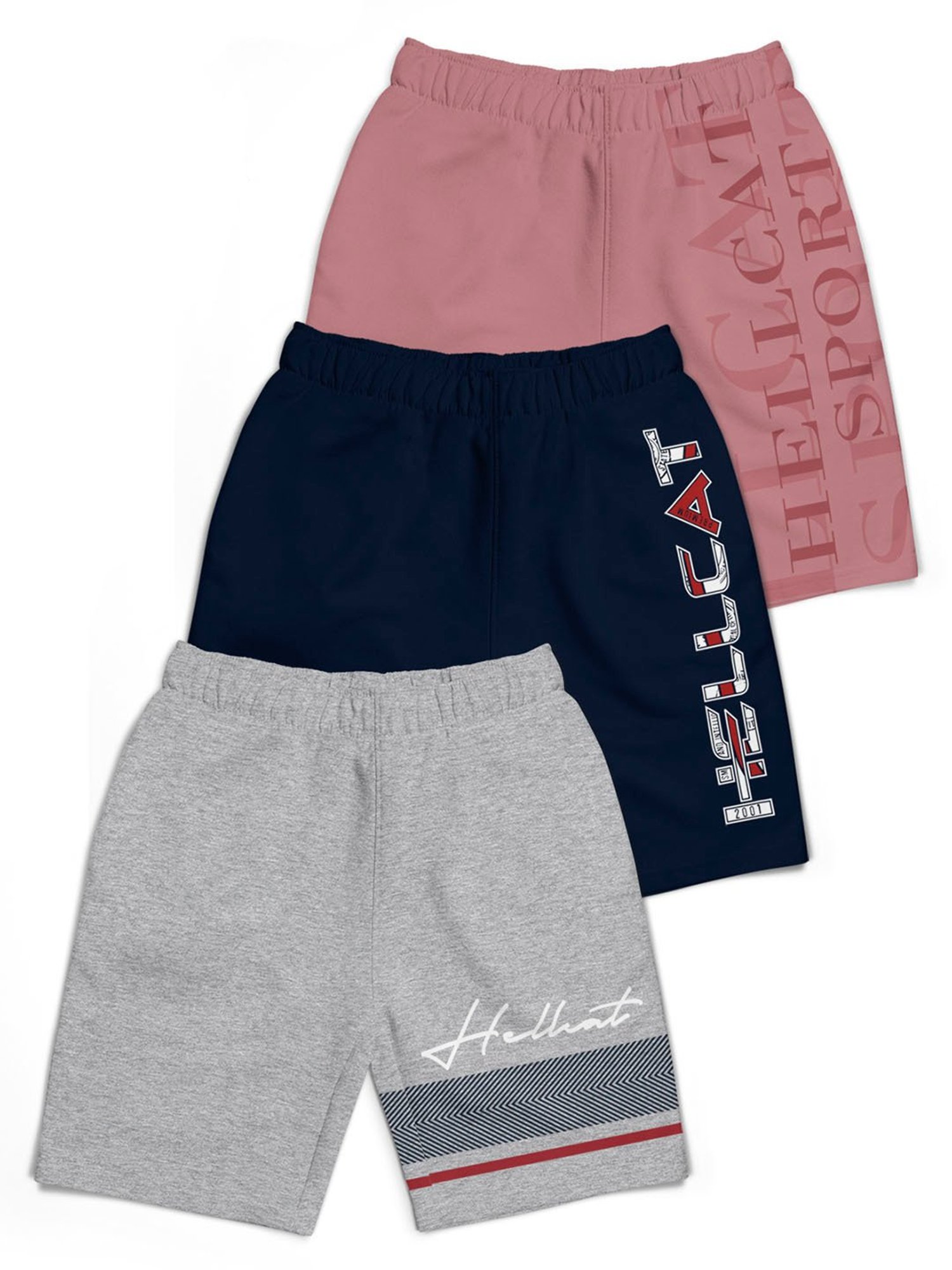 HELLCAT Kids Multi Printed Shorts (Pack Of 3)