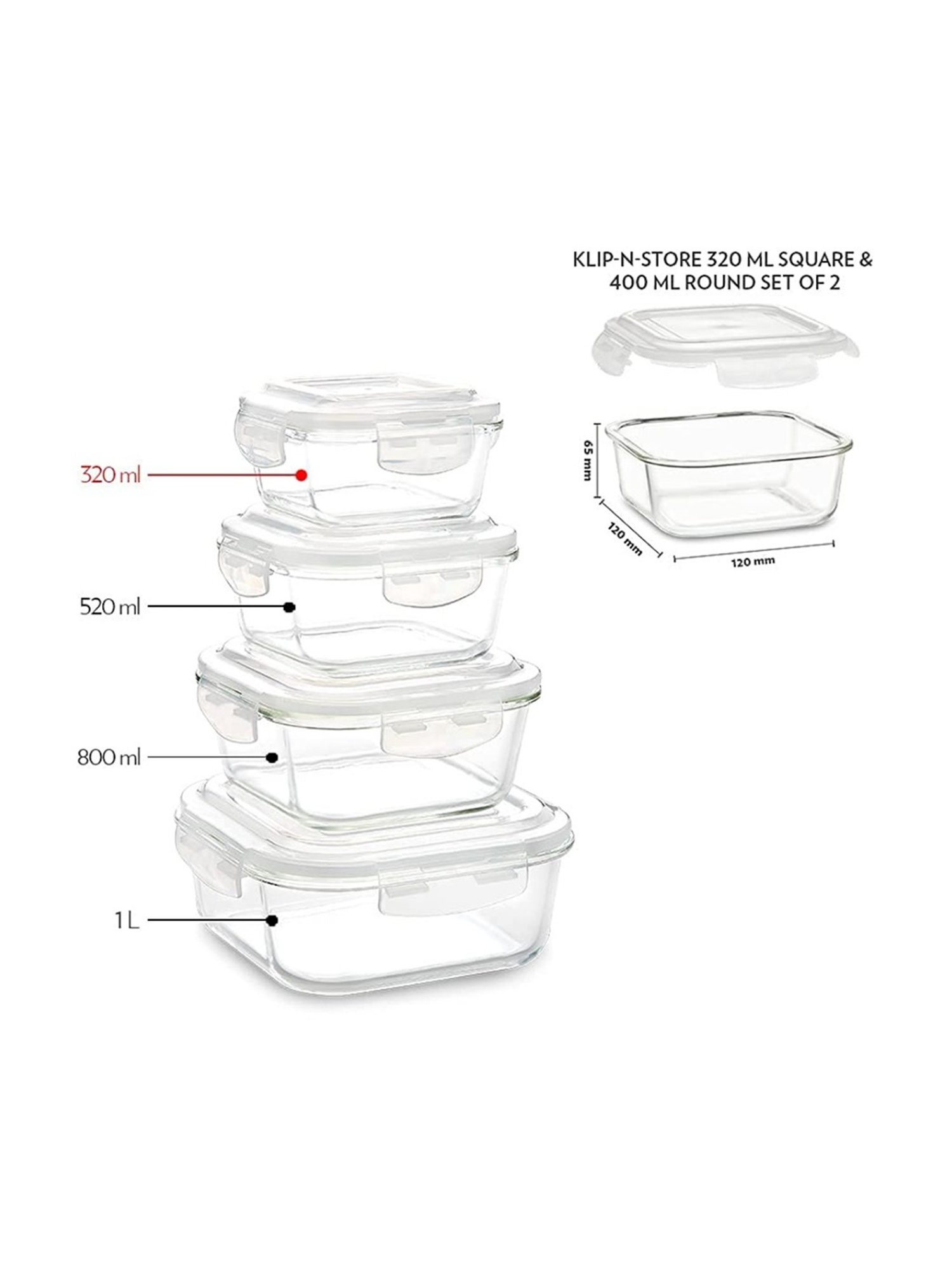 Borosil transparent Glass Containers (720 ml)