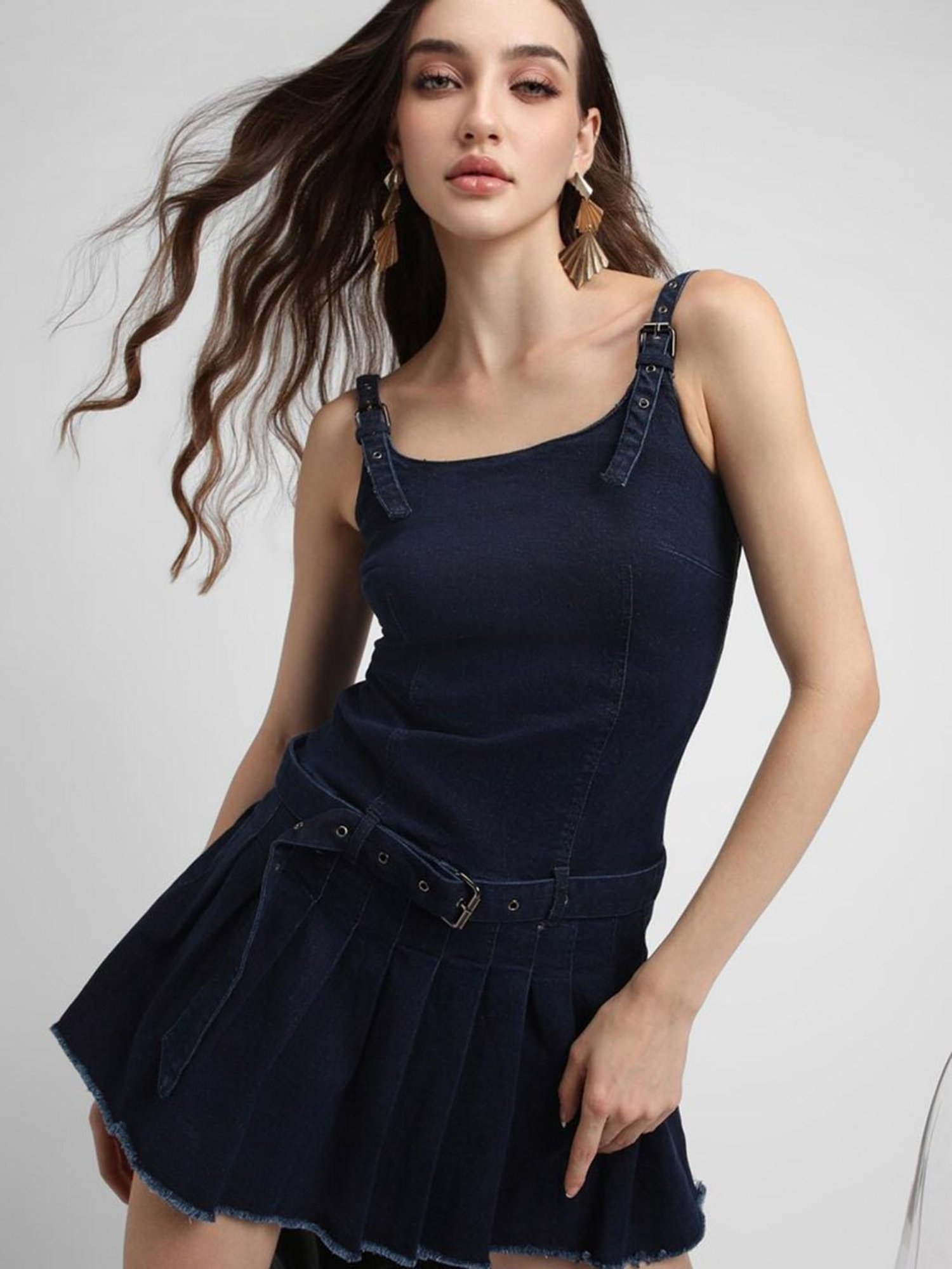 Forever 21 Navy Cotton Fit & Flare Dress