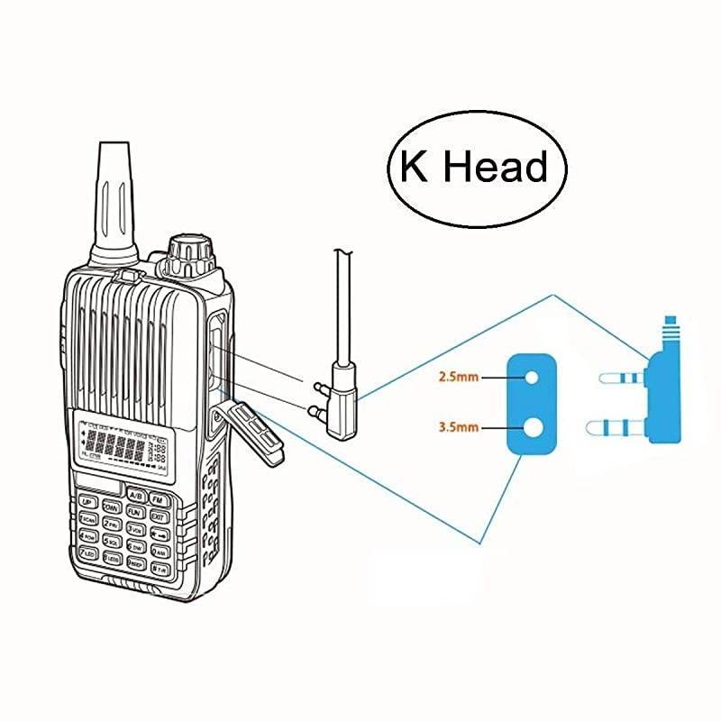 Walkie Talkie Earpiece Two-Way Radio Headset with PTT and MIC G Shape Adjustable for 2 PIN Kenwood UV-5R BF-F8HP BF-888S Arcshell AR-5 A101K01