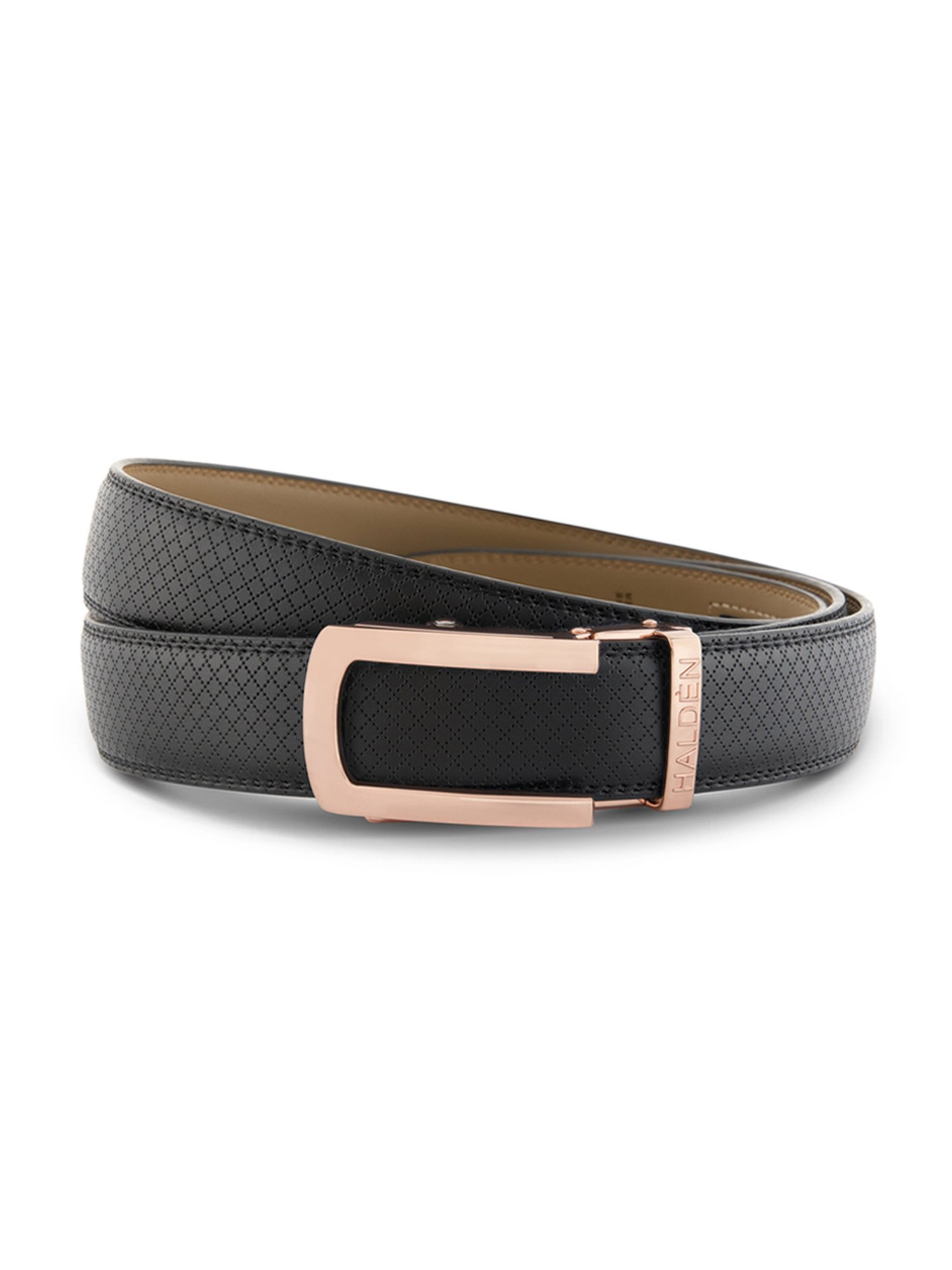 Halden Black Theo Textured Formal Belt With Classic Rose Gold Matt Buckle