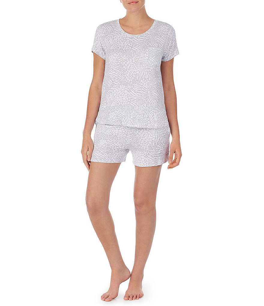 iRelax Printed Terry Knit Round Neck Short Sleeve Pajama Top