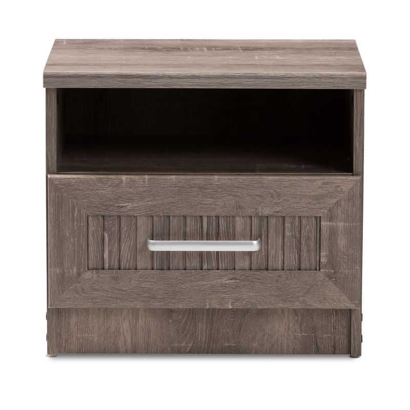 Gallia Modern and Contemporary Oak Finished 1 Drawer Nightstand Brown - Baxton Studio