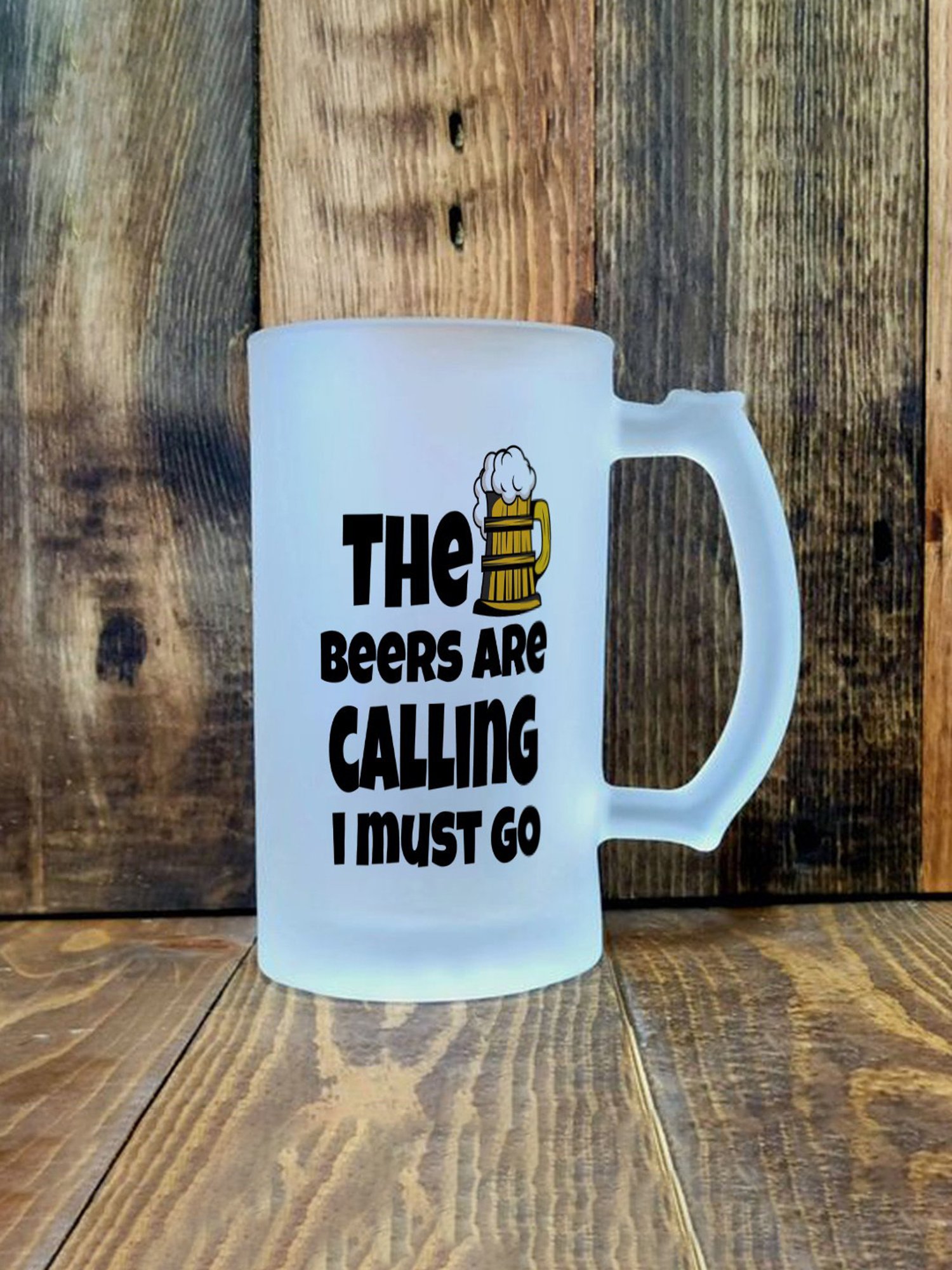 Gathari The Beers are Calling White Glass Beer Mug