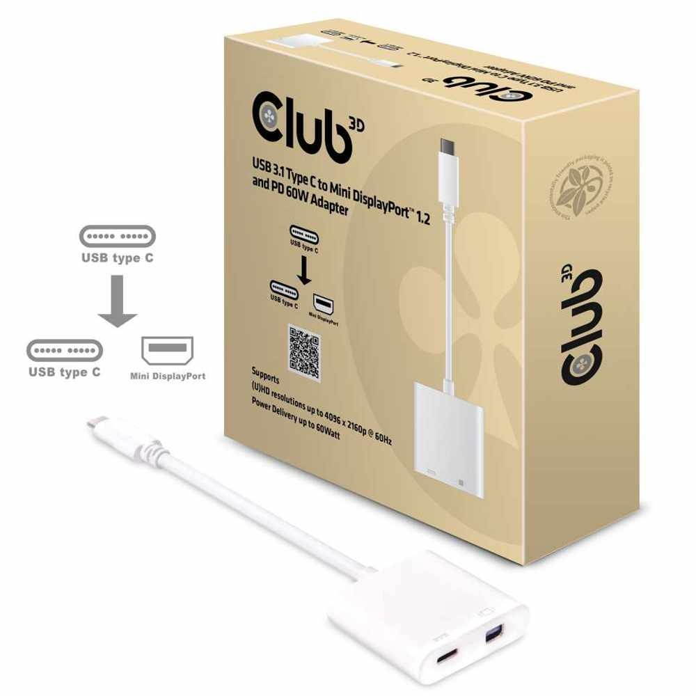 Club 3D CAC-1509 Using A Single Usb Type-C Port On Your Laptop Output Mini Displayport Video And